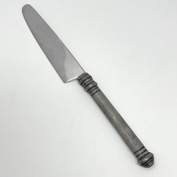 Pottery Barn 70% PEWTER Banded Handle & 18/8 Stainless Dinner Knife 8 7/8” - Picture 1 of 5